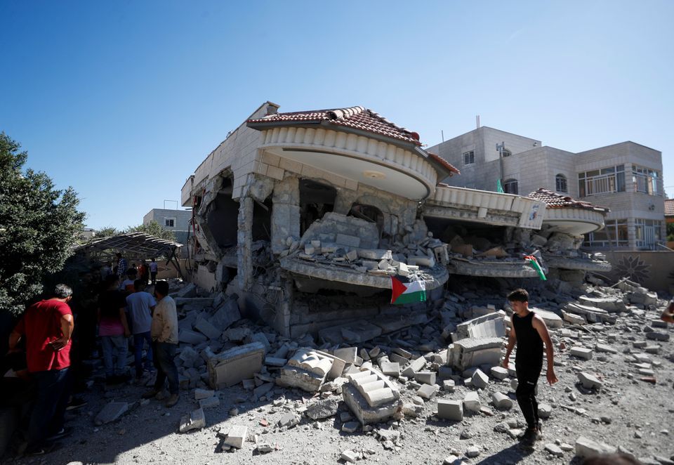 Kondisi rumah Muntasir Al-Shalabi setelah dihancurkan pasukan Israel