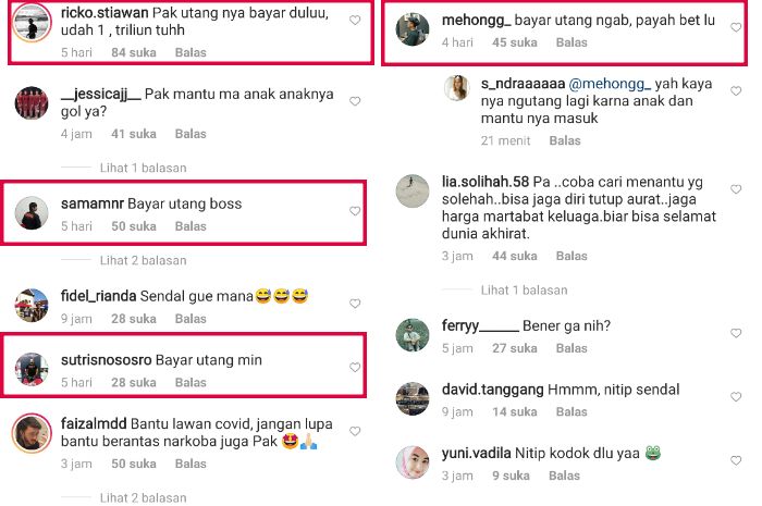 Contoh komentar netizen yang menagih utang Lapindo pada Ardi Bakrie.