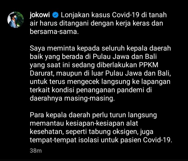 Unggahan Jokowi.