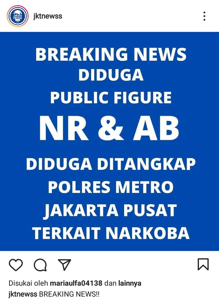 Breaking news, diduga public figur NR & AB diduga ditangkap Polres Metro Jakarta Pusat Terkait Narkoba,