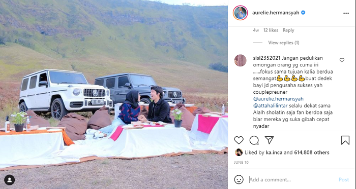 Hasil tangkap layar laman Instagram Aurel Hermansyah
