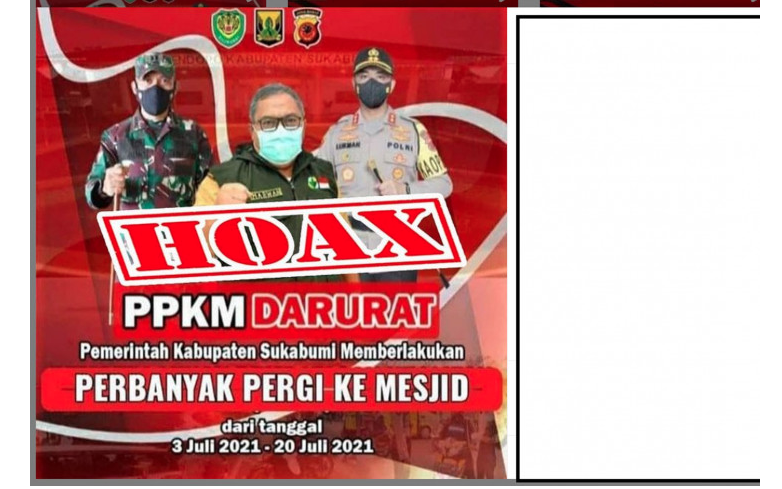 Hoaks Pemkab Sukabumi minta warga perbanyak ke masjid selama PPKM Darurat./Antara