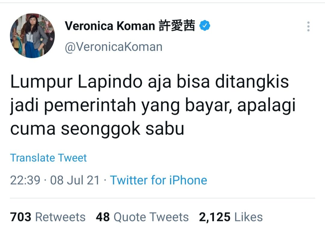 Veronica Koman pesimis dengan hukum yang akan ditegakkan pada Ardi Bakrie dan Nia Ramadhani.