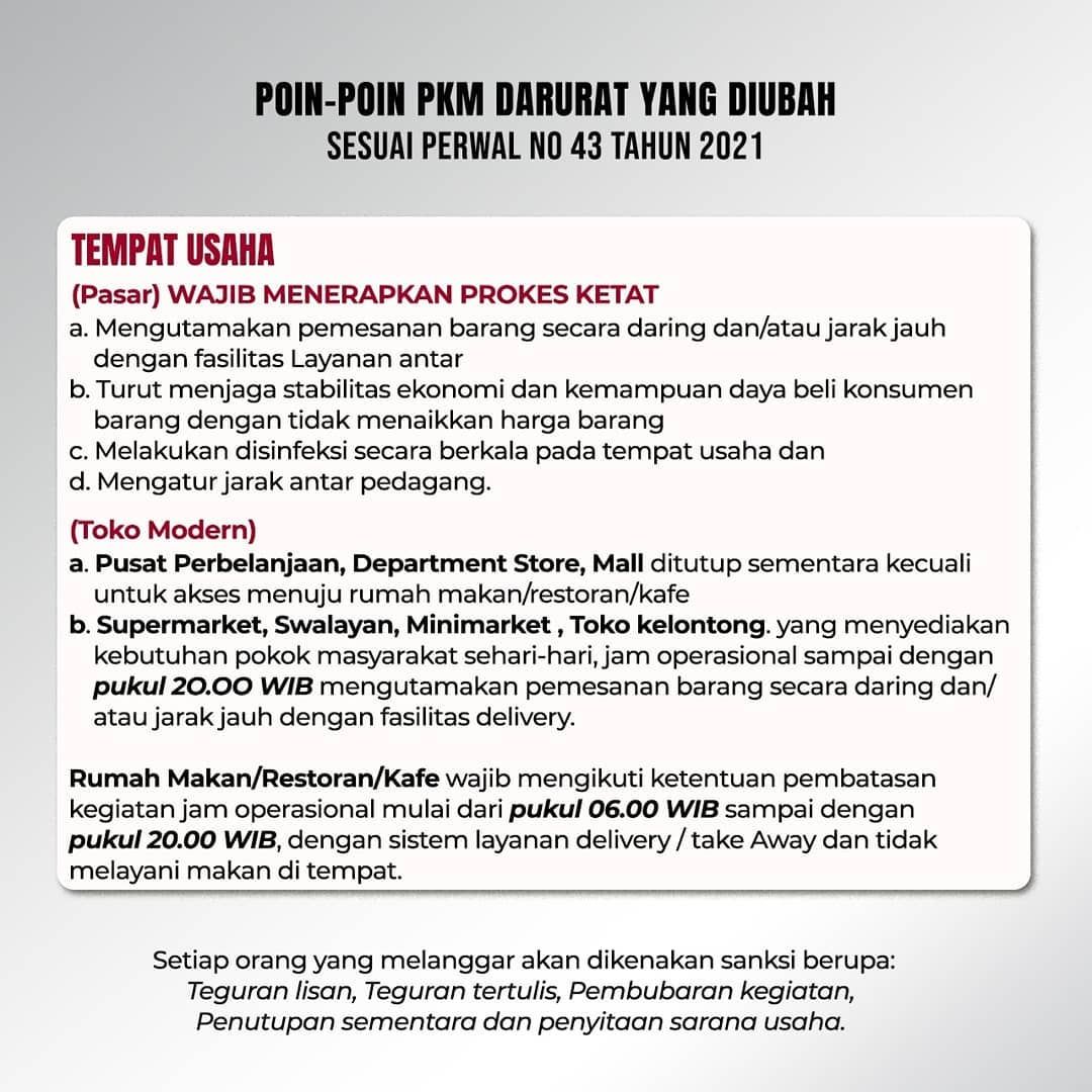 Simak Perubahan Peraturan PPKM Darurat di Kota Semarang.