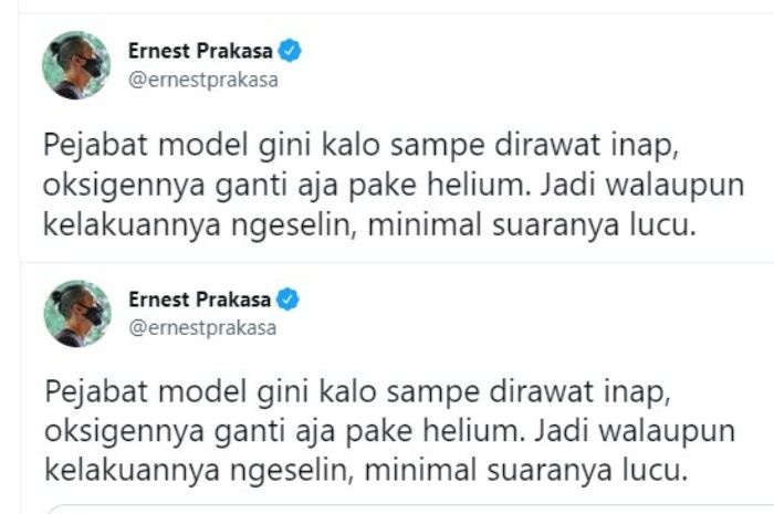 Cuitan Ernest Prakasa Soal Wabup Lampung Ardito Wijaya yang Joget Tanpa Prokes