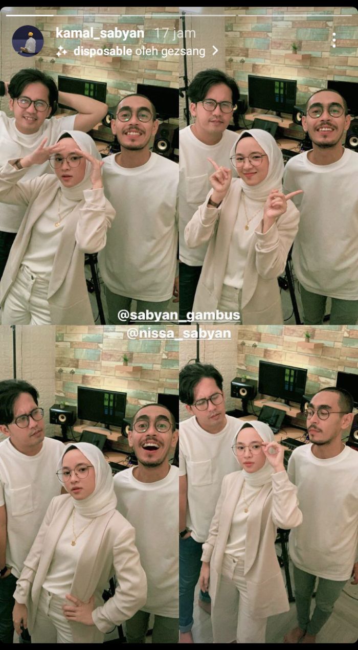 Unggahan Instagram Kamal Sabyan bersama Nissa Sabyan dan Ayus.