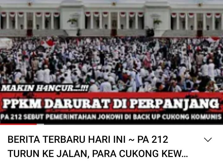 tangkapan layar kabar yang menyebut Presiden Jokowi resmikan perpanjang PPKM Darurat karena pemerintah dilindungi oleh komunis.
