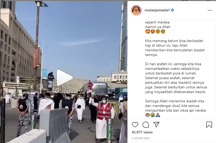 Unggahan Instagram Mulan Jameela soal Kegiatan Ibadah Haji di Arafah.