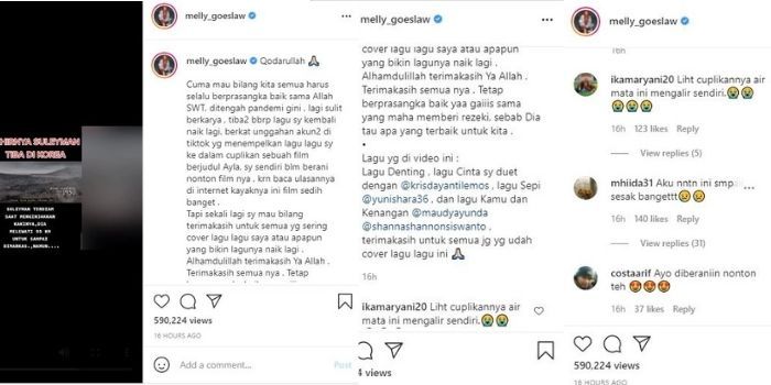 Tanggapan Melly Goeslaw lagu lamanya diputar kembali dan reaksi netizen.