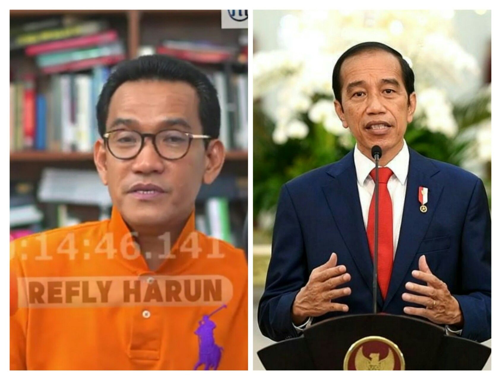 Kolase foto Presiden Jokowi (kanan) dan Refly Harun