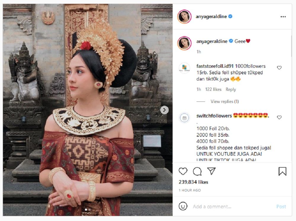 Anya Geraldine Tampil Anggun Pakai Busana Khas Bali Bak Putri Bangsawan, Netizen Auto Terpesona