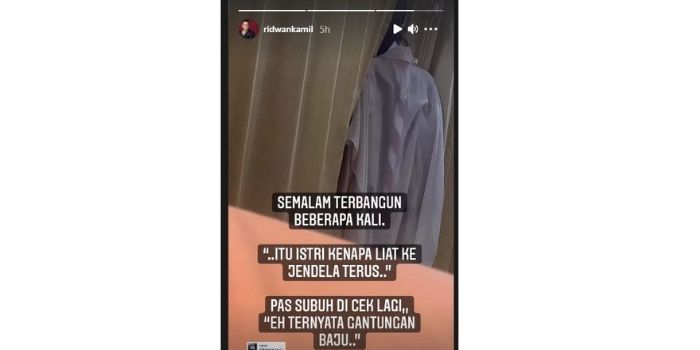 Gubernur Jawa Barat, Ridwan Kamil cerita sosok putih yang menatap jendela di dalam kamarnya.