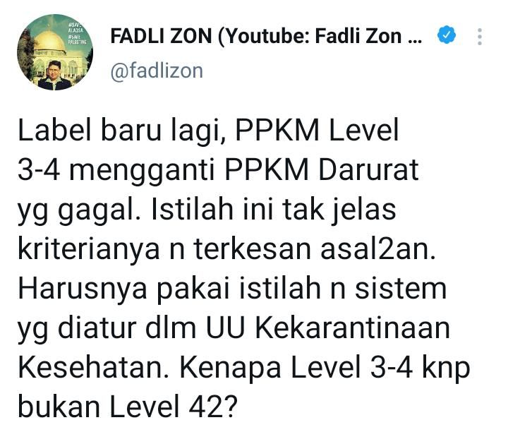Fadli Zon dan Faisal Basri memberikan komentar atas penggunaan istilah PPKM Level 4 dalam menangani pandemi Covid-19.*