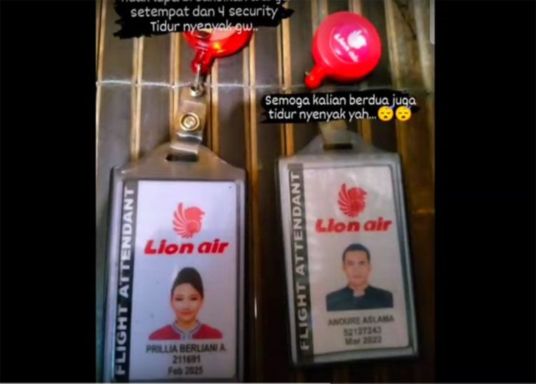 Pramugari dan pramugara Lion Air yang diduga selingkuh bernama Prilia Berliani dam Anoure Aslama.