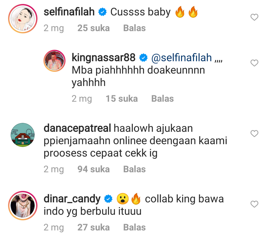 Komentar sesama rekan artis di Instagram Nassar.