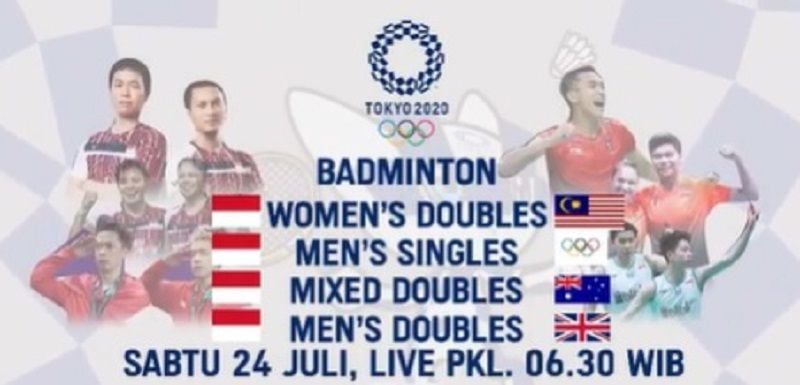 Link Live Streaming Badminton Olimpiade Tokyo 2020 Sesi I Sabtu 24 Juli 2021 Dimulai Pukul 6 30 Wib Jurnal Medan