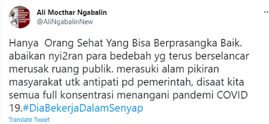 Cuitan Ali Mochtar Ngabalin soal Jokowi.