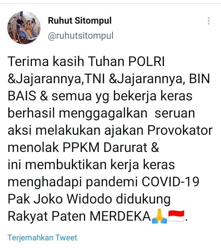 Cuitan Ruhut Sitompul soal aksi 'Jokowi End Game'.
