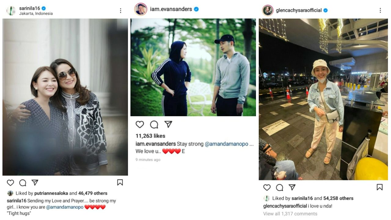 Unggahan di akun Instagram Sari Nila, Evan Sanders, dan Glenca Chysara