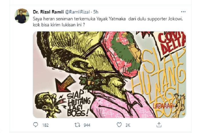 Tangkapan layar cuitan Rizal Ramli.