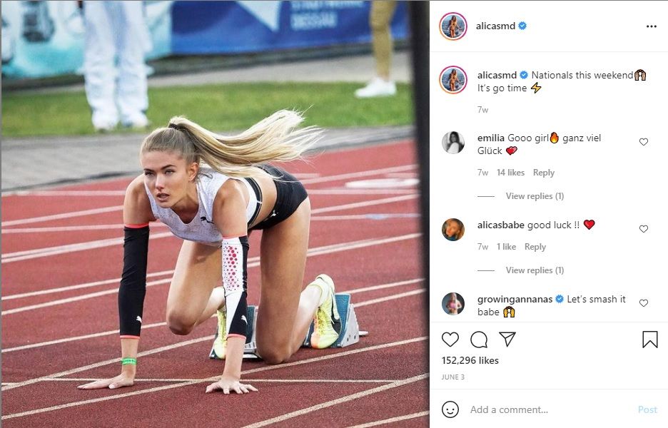 Pelari Jerman, Alica Schmidt, berharap bisa memenangkan medali setelah lolos kualifikasi lari estafer 4x400m di Olimpade Tokyo.