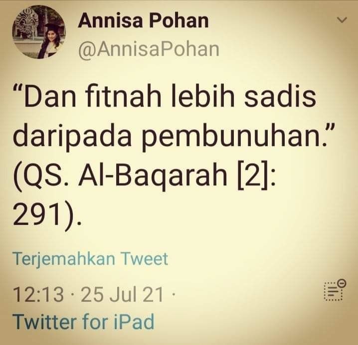 Cuitan Annisa Pohan salah kutip ayat al-Quran.
