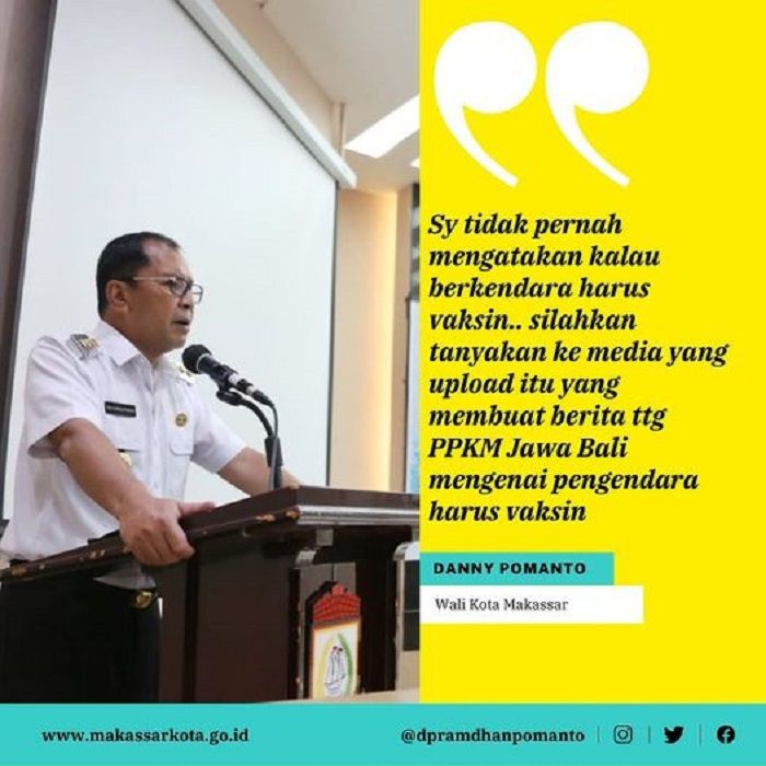 Ini cuplikan pernyataan Wali Kota Makassar yang diunggah di akun facebook Danny Pomanto. 