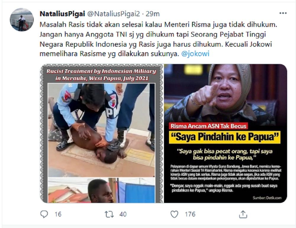 Viral Video Oknum TNI Injak Orang Hitam, Selain Mereka, Natalius Pigai juga Desak Mensos Risma Dihukum