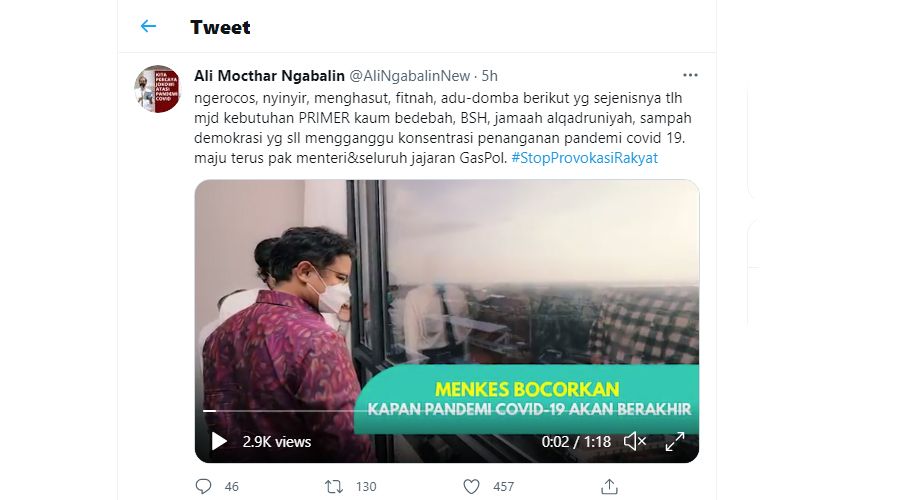 Ali Ngabalin Ngamuk Gara-gara Penanganan Covid-19 di Indonesia Diganggu Banyak Pihak, Sampai Ngomong Begini