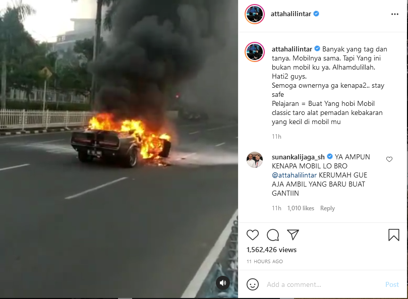 Mobil Ford yang terbakar di Pondok Indah pada 26 Juli 2021 kemarin.