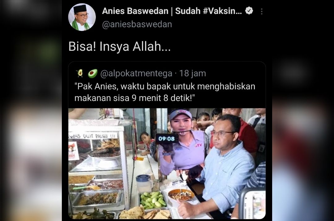 Gubernur DKI Jakarta Anies Baswedan tanggapi tantangan makan dengan waktu di bawah 20 menit saat PPKM Level  4