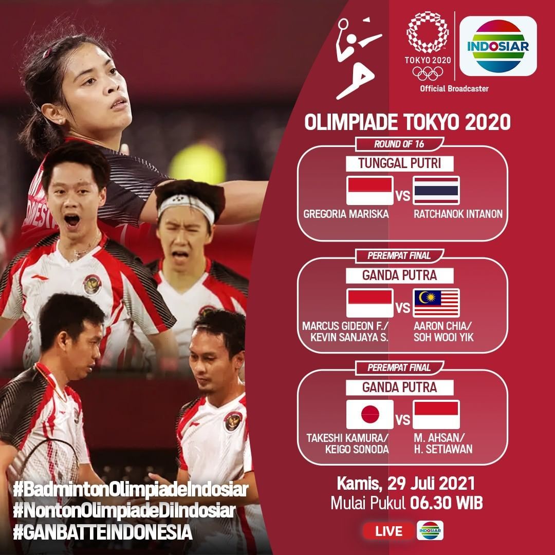 germ disk Inn Saksikan Link Nonton Live Streaming Badminton Olimpiade Tokyo 2020, Kamis  29 Juli 2021 - Media Magelang