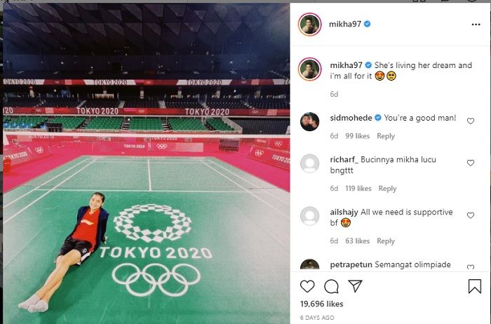 Gregoria Mariska dapat support mesra dari Mikha Angelo pada Olimpiade Tokyo 2020
