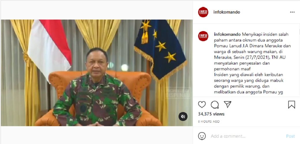 TNI AU Minta Maaf, Anggotanya yang Aniaya Warga Papua Sudah Ditahan dan akan Dihukum