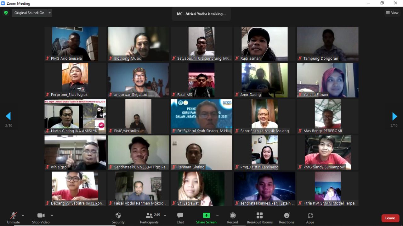 Geliat Literasi Musik Sumatera Utara, Acara Virtual Zoom PERPROMI Disambut Antusias