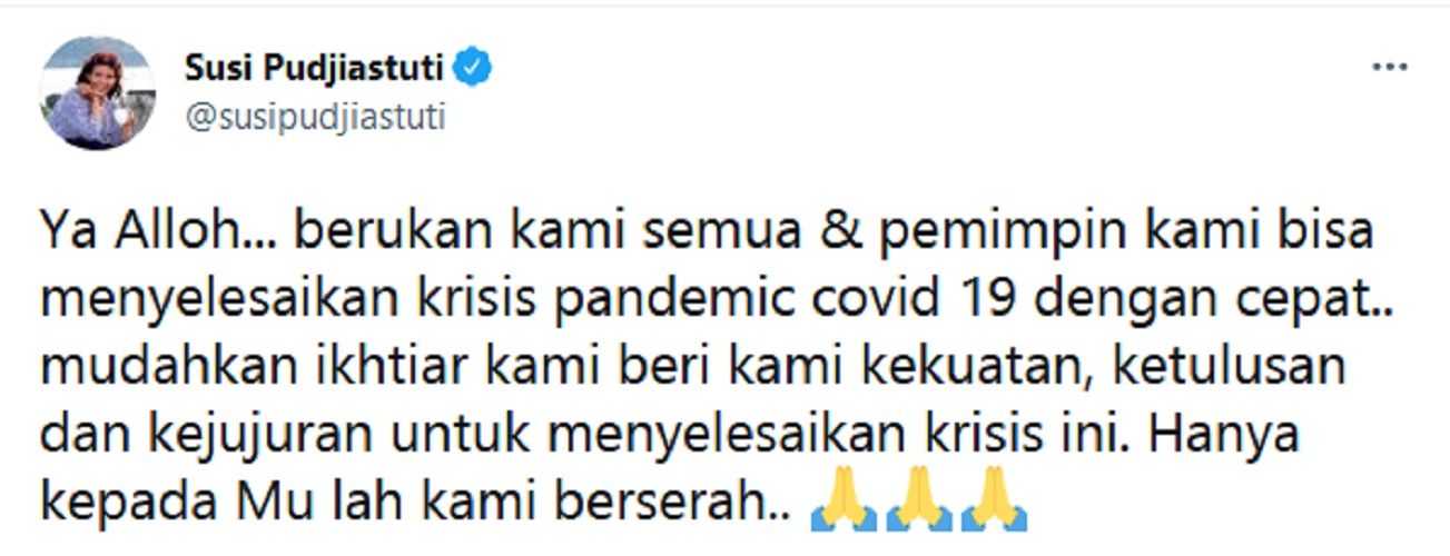 Indonesia Diprediksi akan Jadi Negara Terakhir Bebas dari Pandemi, Susi Pudjiastuti Doakan Pemerintah