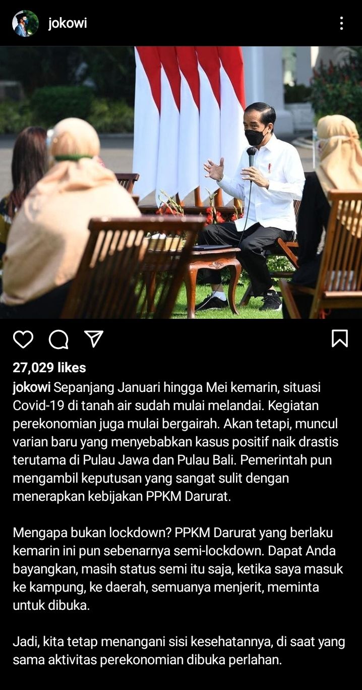 Unggahan Jokowi. 