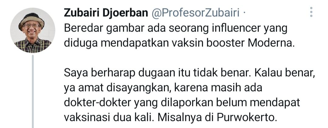 Cuitan Ketua Satgas IDI, Prof. Zubairi Djoerban.
