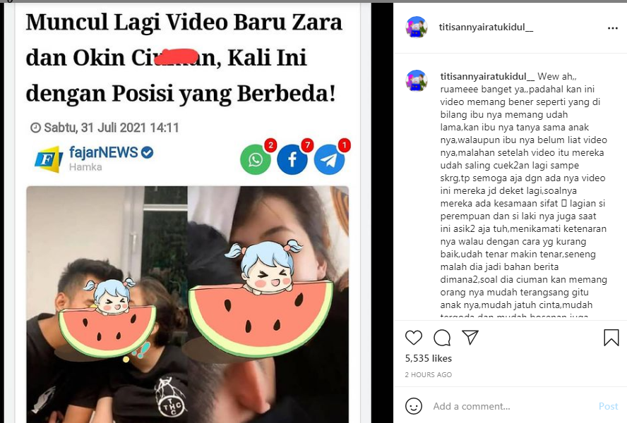 Adhisty Zara Suka Bikin Video Iseng, Titisan Nyai Ratu Kidul: Akan Ada Video Dia yang Lebih