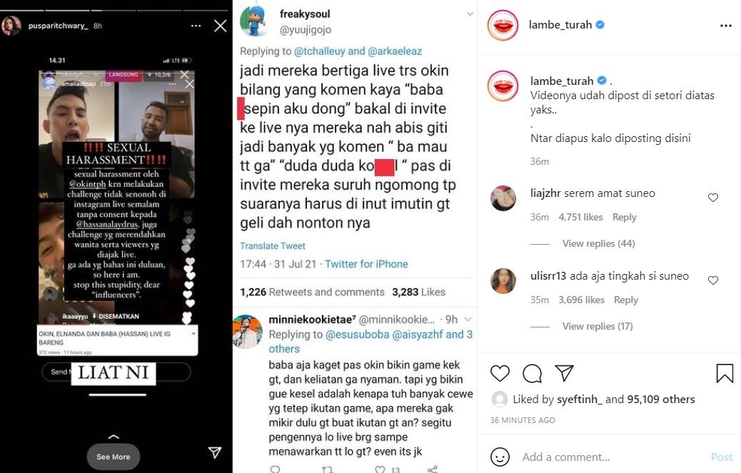 Niko Al Hakim dituding melakukan pelecehan seksual saat live Instagram. Artis Puspa Ritchwary turut buka suara. 