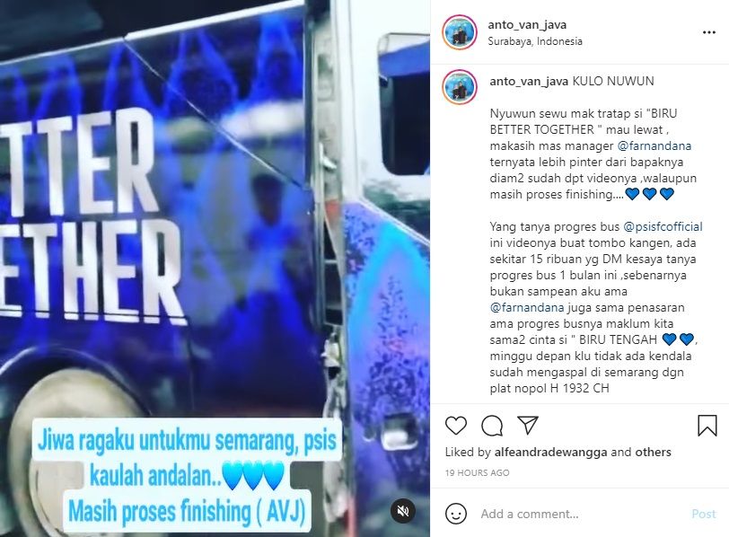Desain Serba Biru, Bus Baru PSIS Semarang Miliki Pelat Nomor Cantik