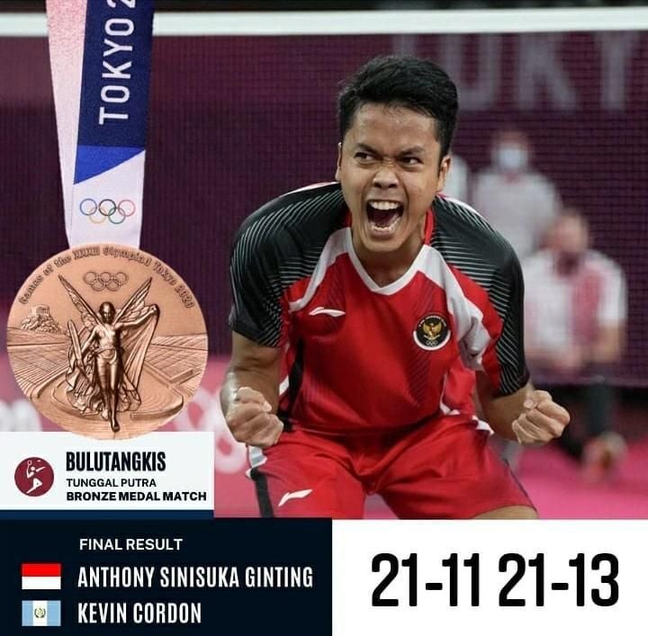 AS Ginting Atlet Badminton Olimpiade Tokyo 2020 Raih Medali Perunggu