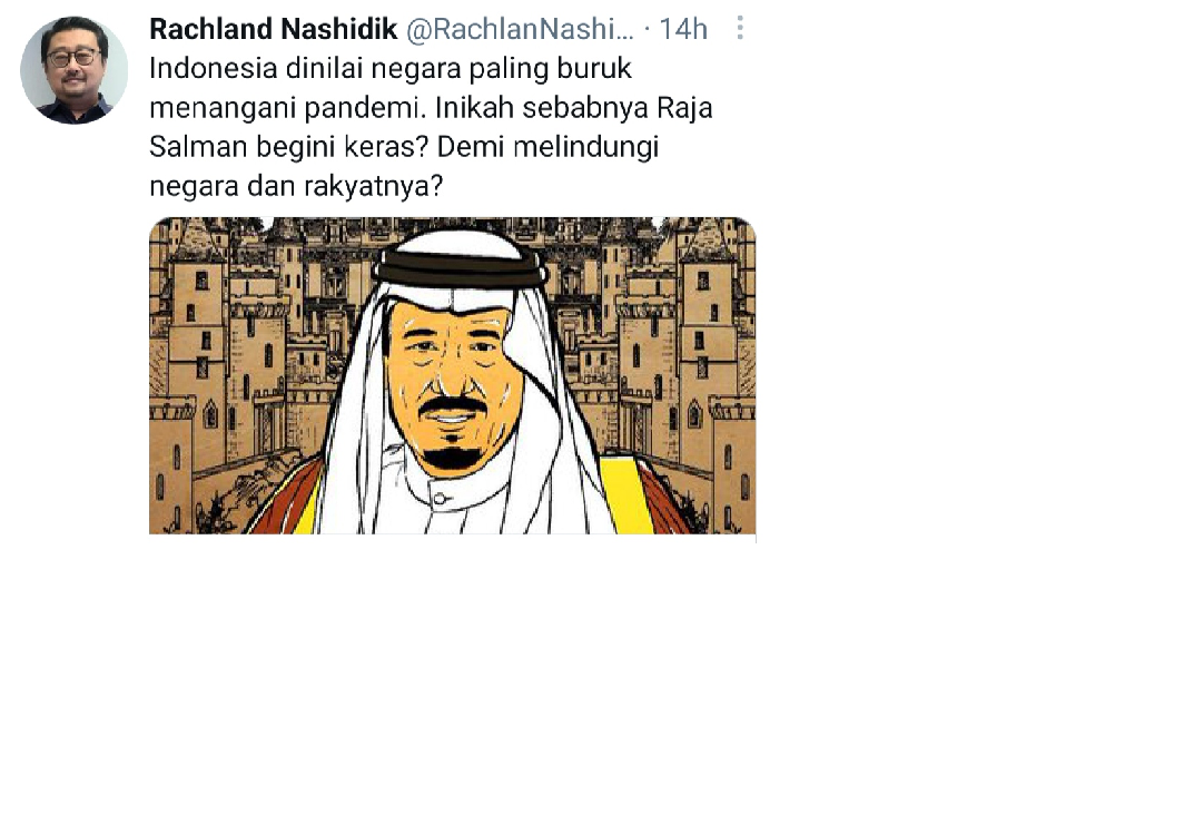 Rachland Nashidik komentari Arab Saudi yang larang warganya ke Indonesia.