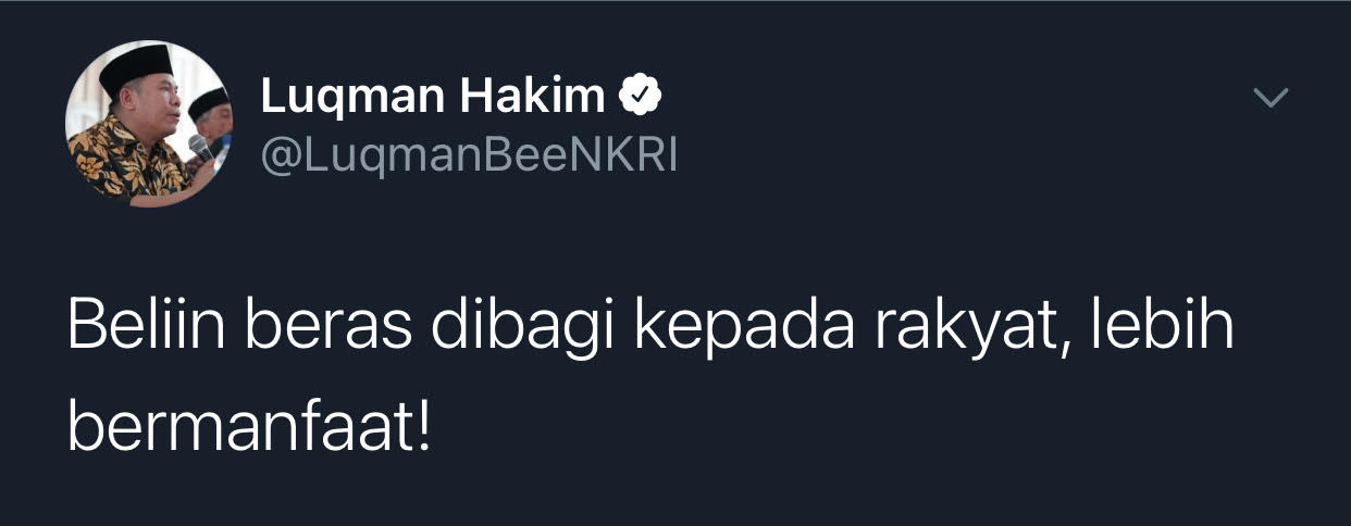 Cuitan politisi PKB, Luqman Hakim.