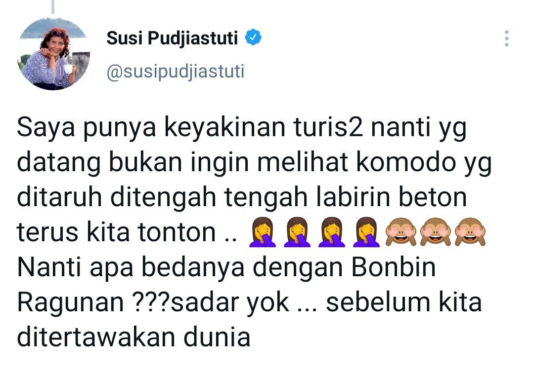Cuitan Susi Pudjiastuti di Twitter. 