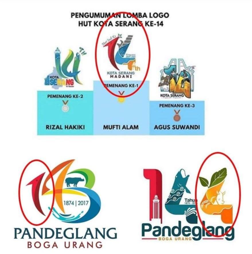 Desain logo HUt Kota Serang ke-14 yang diduga plagiat.