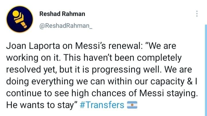 Tanggapan Joan Laporta terkait masa depan dan kontrak Messi di Barcelona FC.