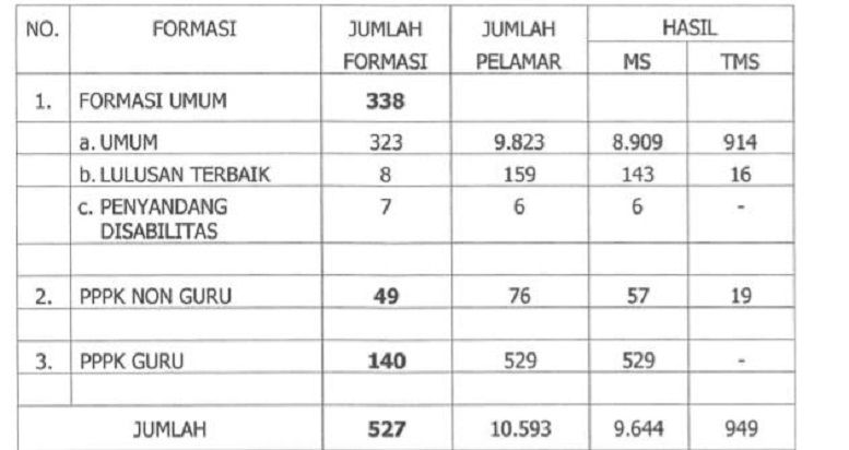 Hasil seleksi CPNS dan PPPK Kota Pekalongan