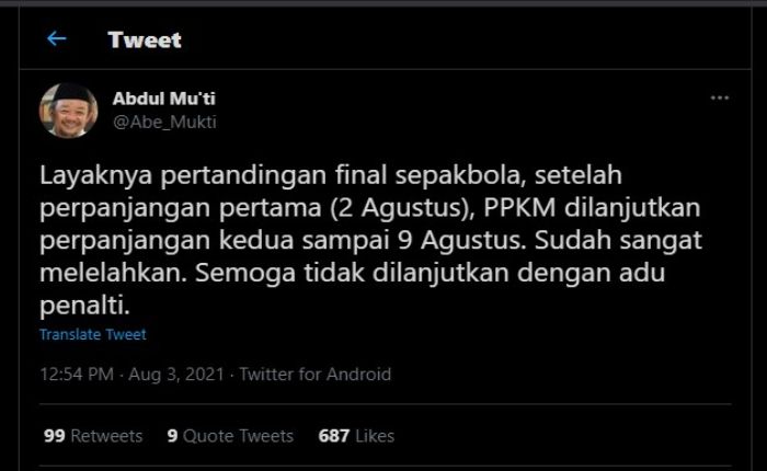 Cuitan Sekum Muhammadiyah Abdul Mukti.
