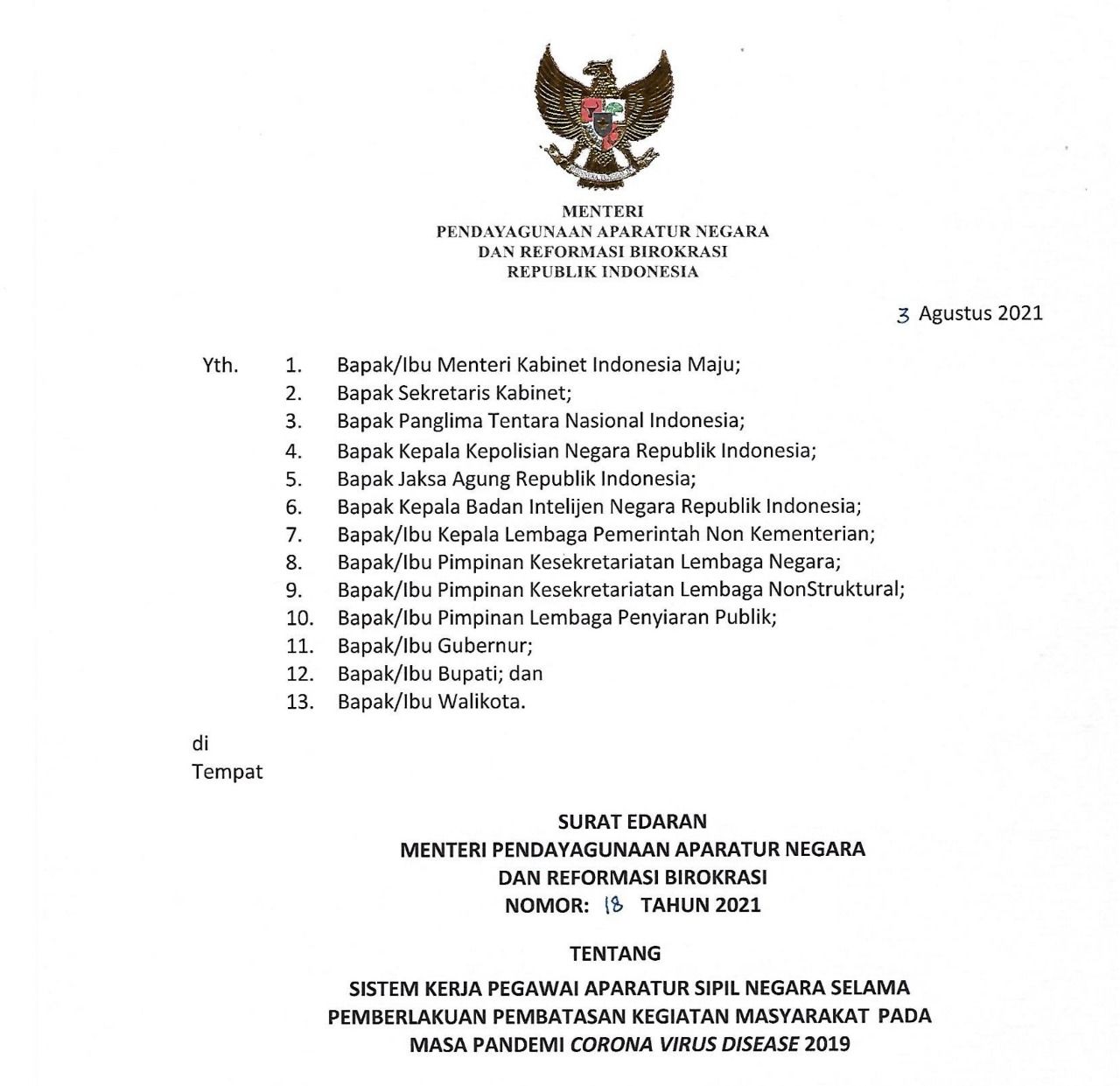 WFH Secara Penuh, Menteri PANRB Keluarkan Surat Edaran Terbaru, Berlaku ...